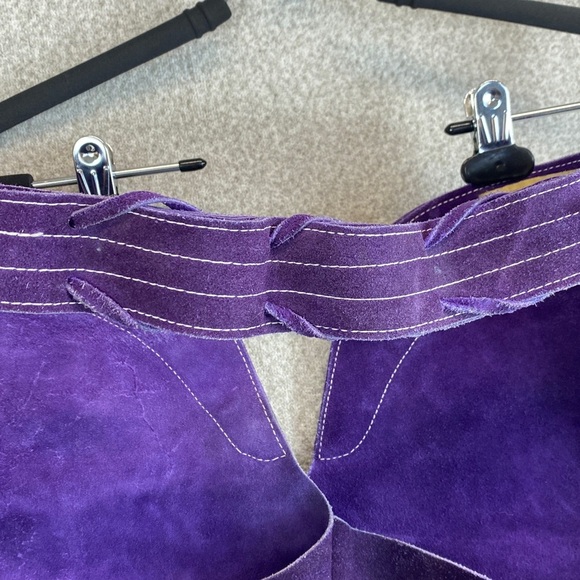 Vintage Rogue Leather Co. purple chaps suede heavy duty rodeo western cowboy - Picture 9 of 12